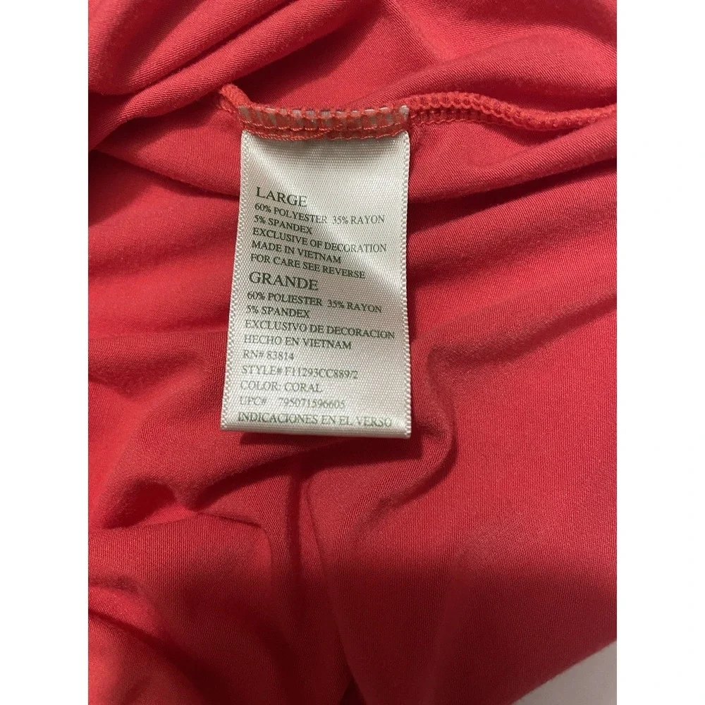 Tangerine Womens Athletic V-neck Top Large Coral Short Sleeve Activewear Yoga - Picture 12 of 13